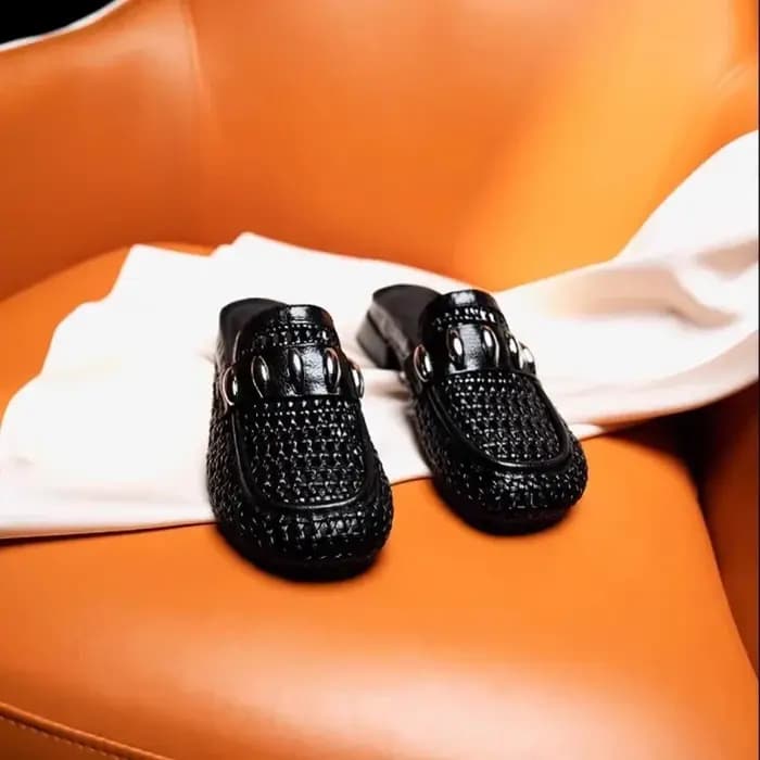 Pantoufles d'été à nœud creux pour femmes, nouvelles chaussures d'été à tête ronde, bouche profonde,