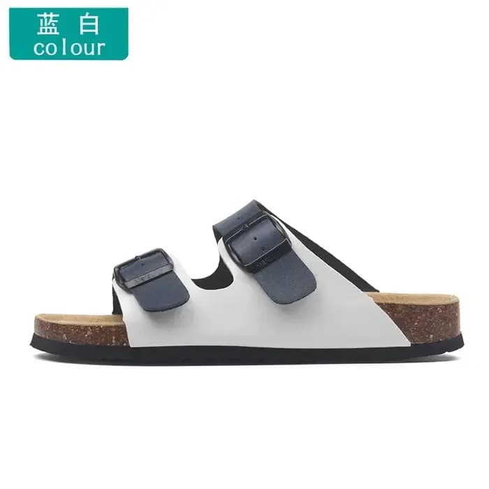 Pantoufles femmes boucle fond plat pantoufles en liège homme été unisexe plage bouton extérieur sandales décontractées concepteur dames chaussures