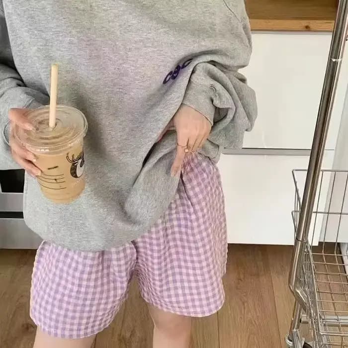 Shorts pour femmes, bas de pyjama en coton doux à imprimé écossais