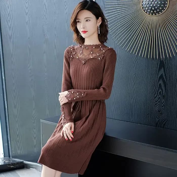 Robe longue en tricot de haute qualité pour femme
