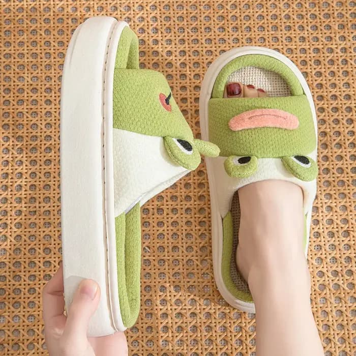 Frog Platform Chaussons d'intérieur plats pour femmes et filles