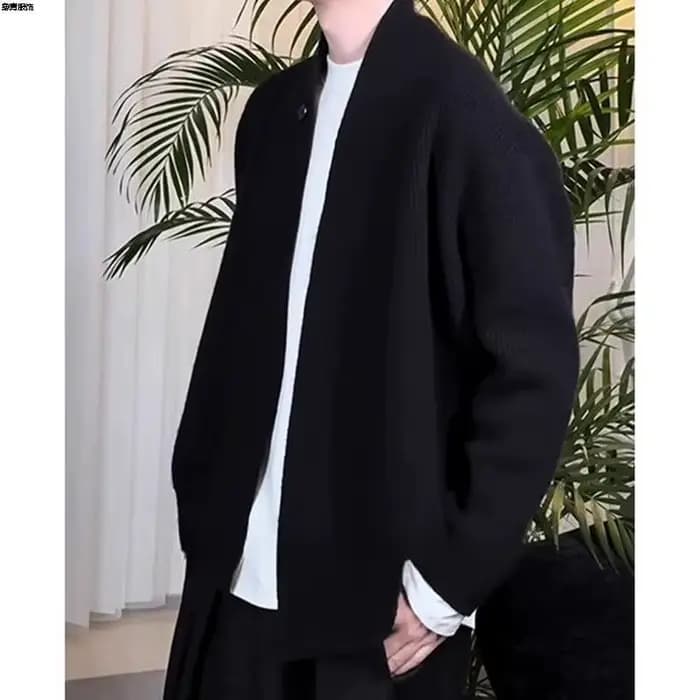Cardigan taoïste Robe pull hommes automne hiver Style ample décontracté fleur gris