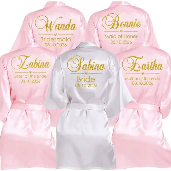 Peignoir de mariage personnalisé avec nom et Date