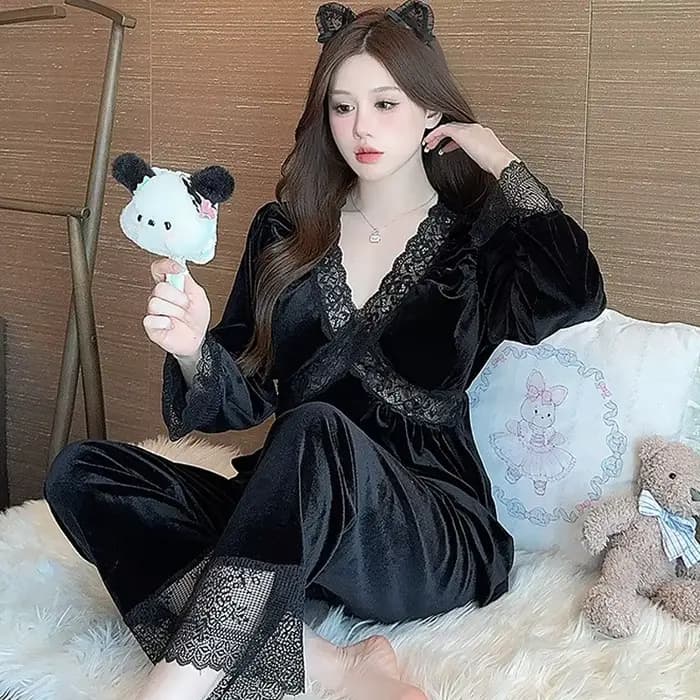 Haut de gamme hiver vêtements de nuit Pyjamas femme offre dentelle douce femmes maison