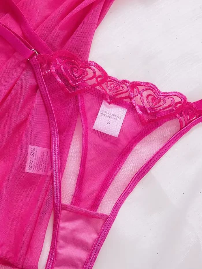 Robe de nuit pour femme en tulle rouge rose