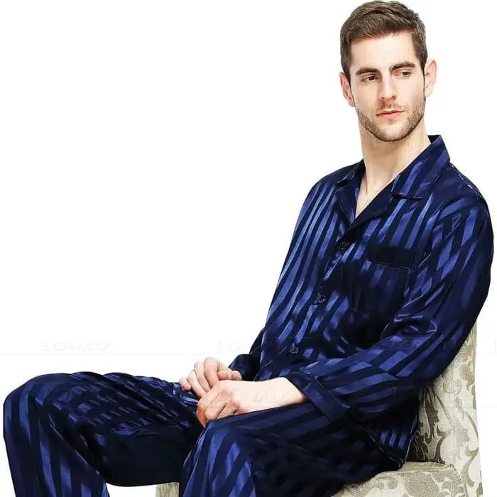 Ensemble de pyjamas en satin de soie pour hommes