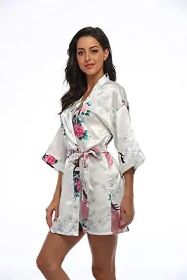 Peignoir en Satin Sexy pour Femme, Vêtement de Nuit à la Mode, InjKimono