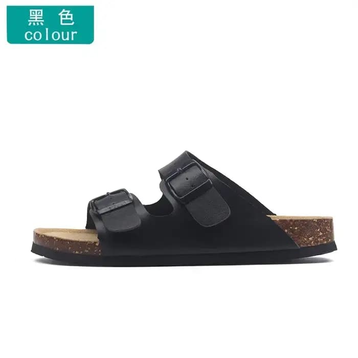 Pantoufles femmes boucle fond plat pantoufles en liège homme été unisexe plage bouton extérieur sandales décontractées concepteur dames chaussures