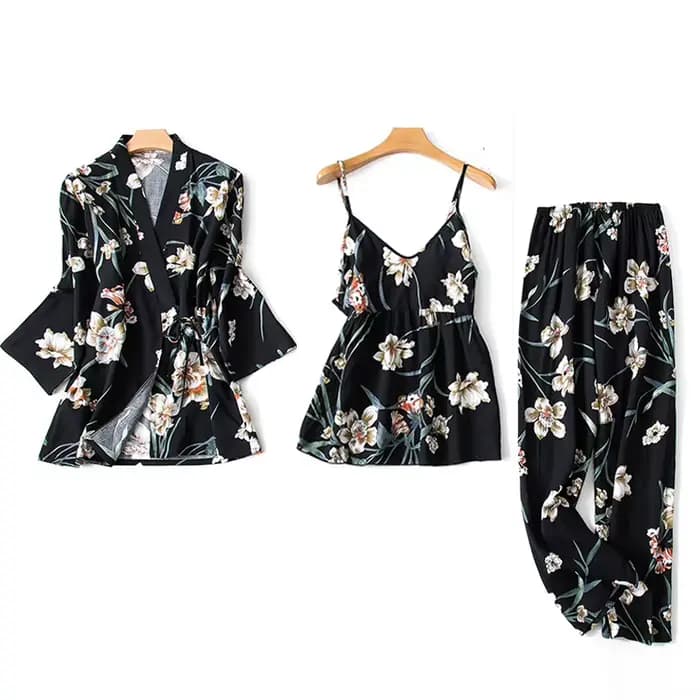Ensemble de robe d'impression de fleurs Femmes Pyjamas Ensembles Vêtements De Nuit Sexy Lingeries Im