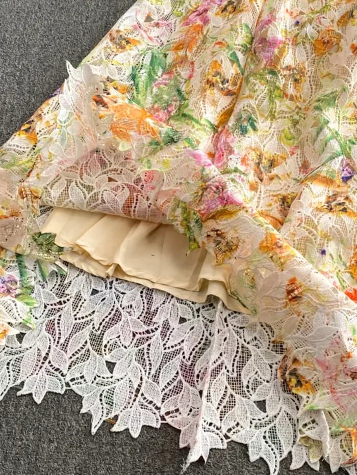 Frenchic-Robe maxi vintage en dentelle pour femme
