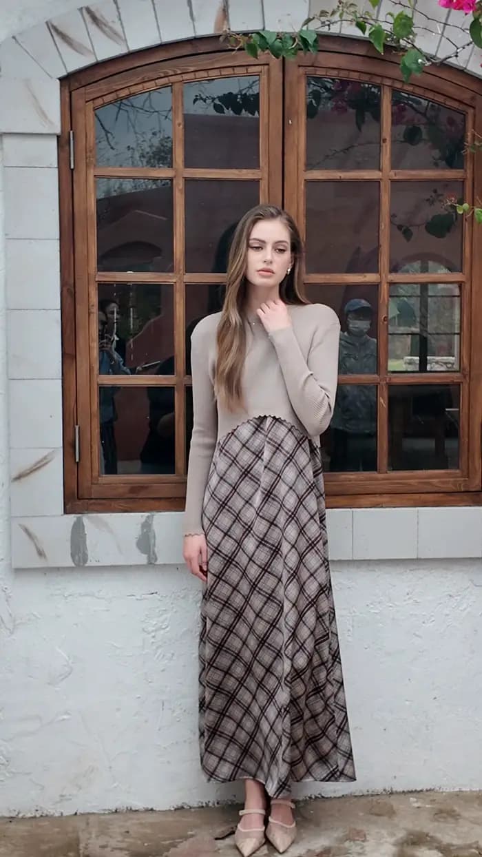 Ensemble robe en satin élégante AS SS26 Luxe + haut en tricot pour femme