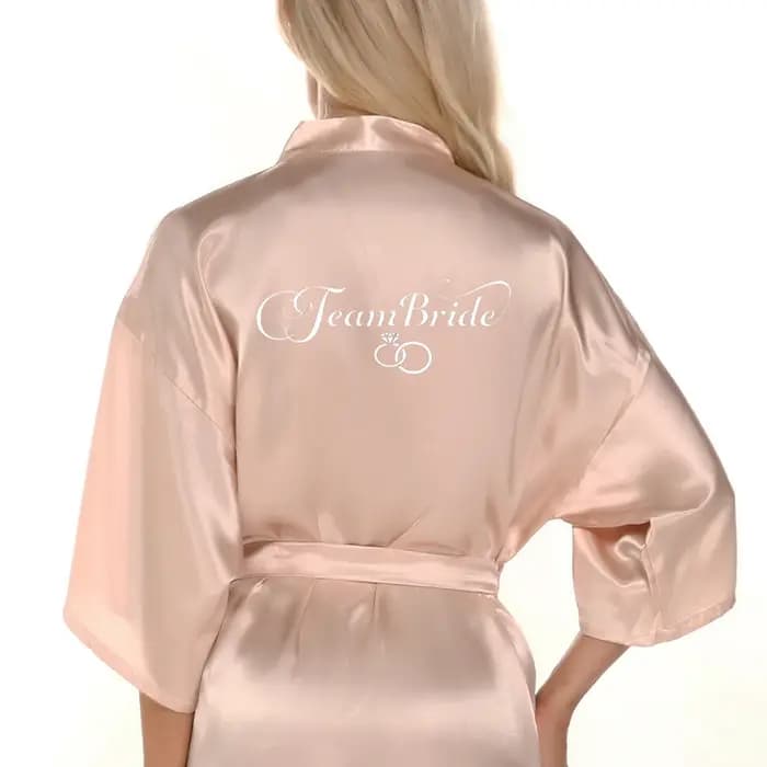 Peignoir Champagne mariée satin-soie kimono femmes fête nuptiale soeur équipe mère douche vêtements de nuit demoiselle d'honneur mariage robes courtes