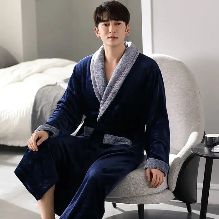 Haute qualité hommes Robe de bain chaud flanelle corail polaire peignoir mâle
