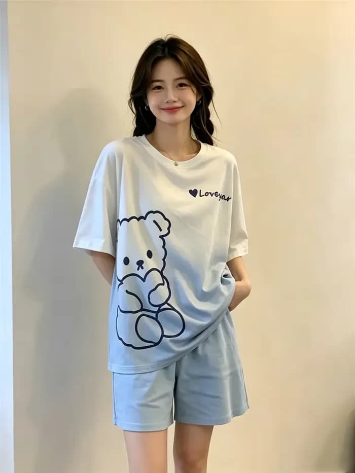 Pyjama pour femmes, ensemble deux pièces décontracté