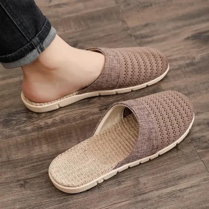 Chaussons d'intérieur respirants en lin pour femmes et hommes