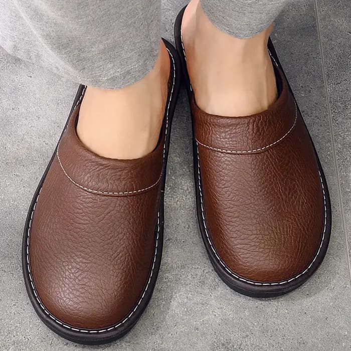 Pantoufles en Cuir Solide pour Homme
