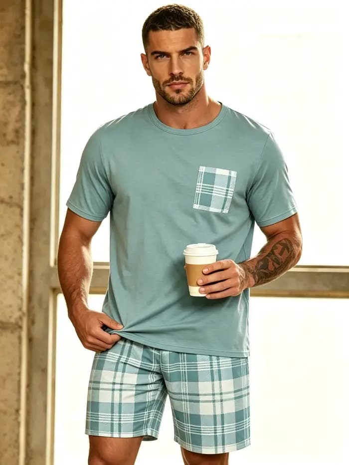Ensemble pyjama à carreaux pour hommes