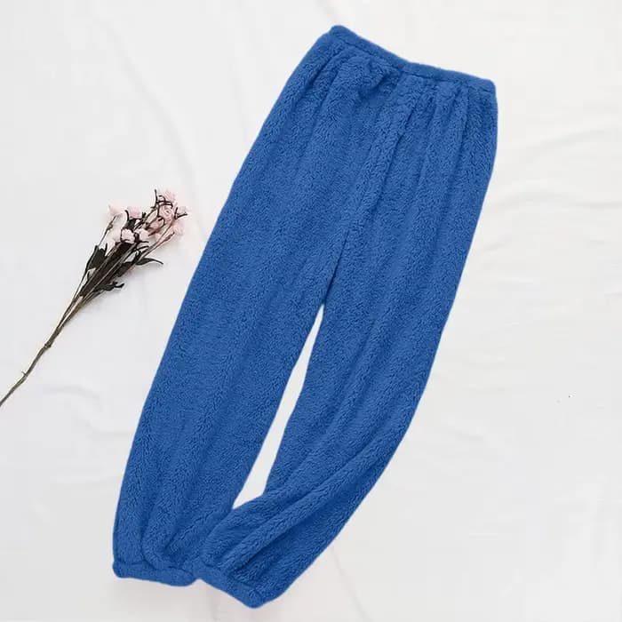 Pyjamas pantalons pour femmes chaud hiver couleur unie vêtements de nuit Pyjamas pantalons en peluch
