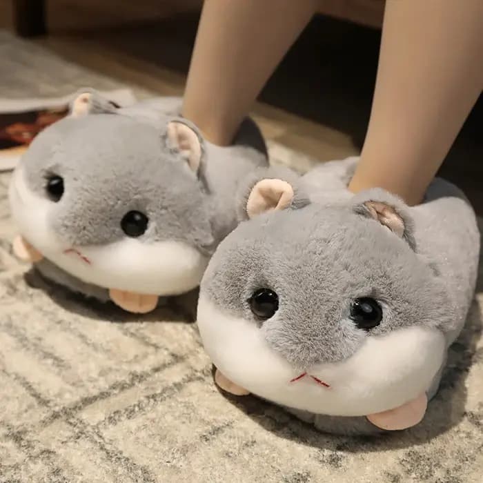 Cuddle mignon Hamster pantoufle pour femmes hiver automne en peluche chaud chambre nuage chaussures famille