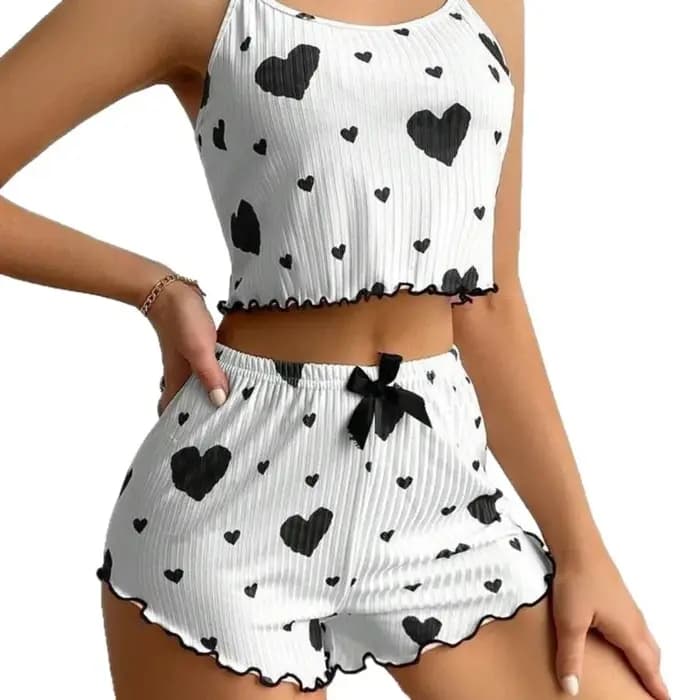 Ensemble de pyjama pour femmes Kawaii Love Heart
