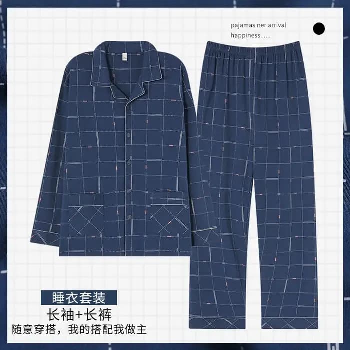 Homme Pyjamas ensembles printemps automne à manches longues doux coton