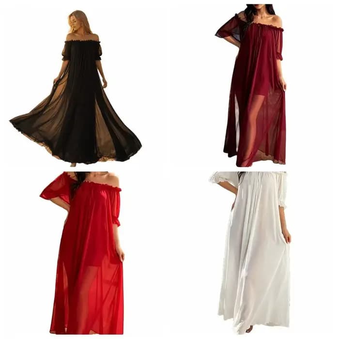 Robe de nuit transparente à épaules dénudées pour femme