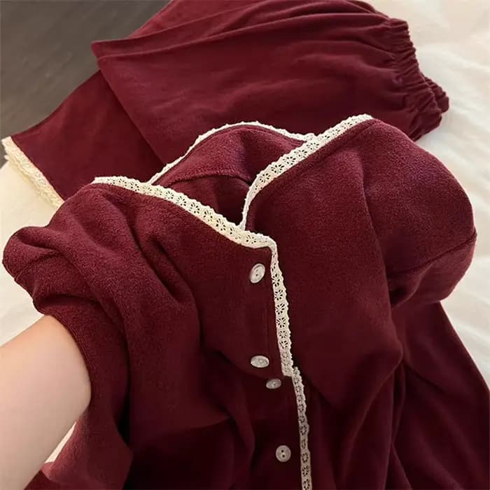 Ensemble pyjama rouge avec pantalon pour femme
