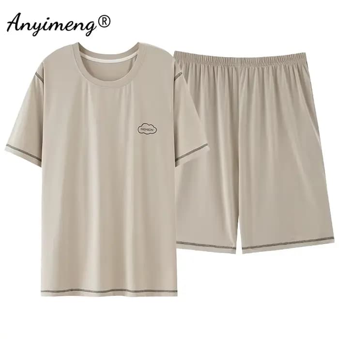 Big Guys grande taille L-6XL pyjama ensembles été nouveaux hommes Modal vêtements de nuit Gentleman minimaliste Pjs