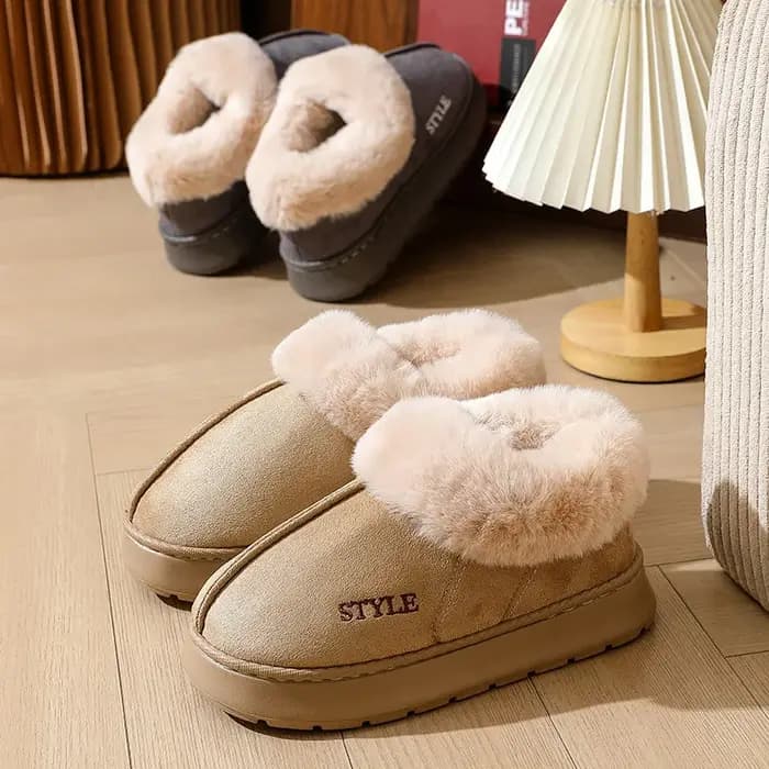 Litfun hiver pantoufles floues pour femmes plate-forme diapositives intérieures sans lacet confortable maison