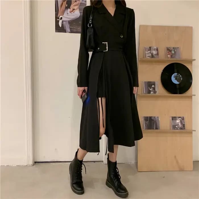 Robe mi-longue à manches longues pour femmes