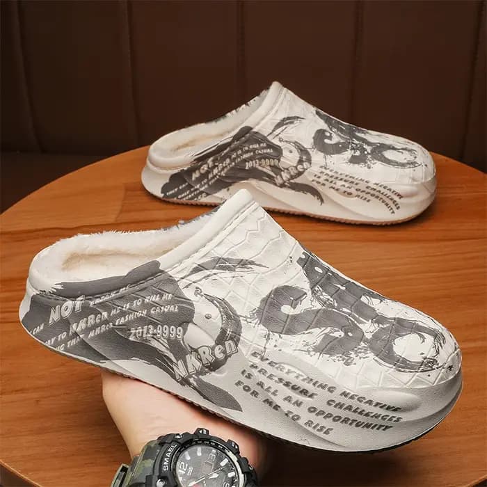 Pantoufles d'hiver en fourrure pour hommes