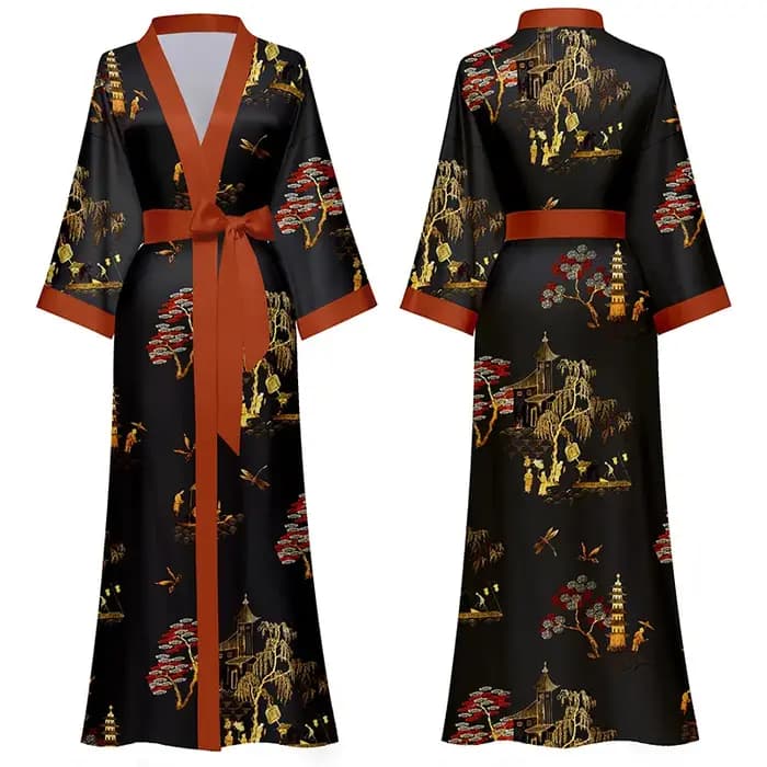 Nouveau printemps été femmes longue Robe Kimono peignoir
