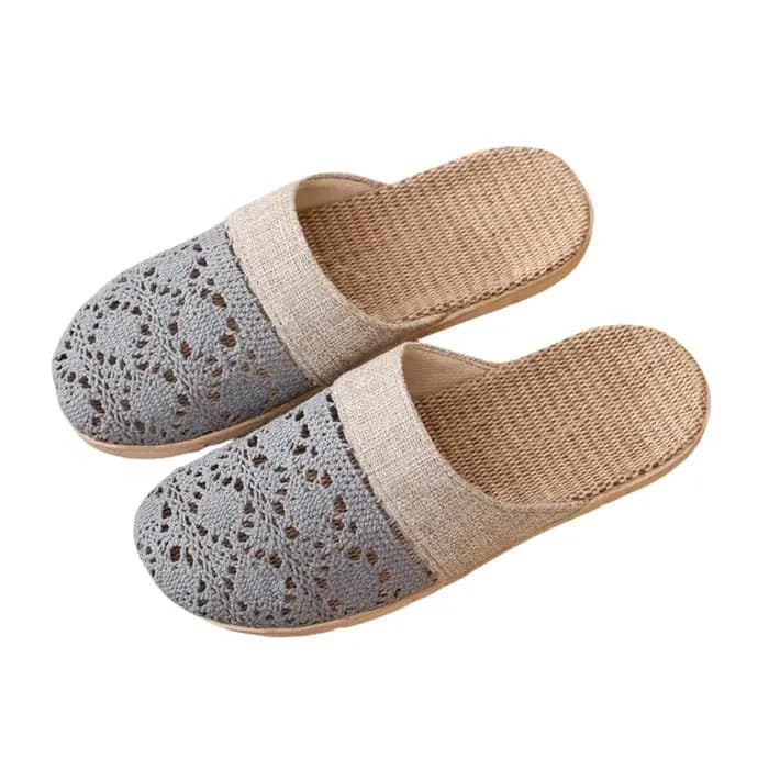 Pantoufles confortables en lin ajouré pour femmes
