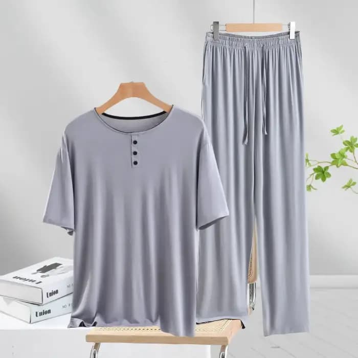 Pyjama homme manches courtes pantalon Long ensemble Modal grande taille vêtements de nuit