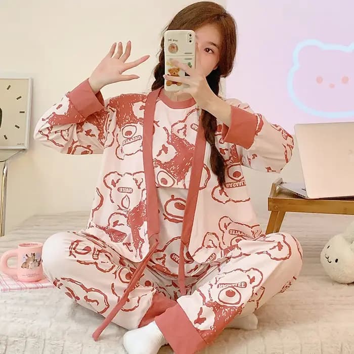 Ensemble de pyjama pour femme enceinte en trois pièces