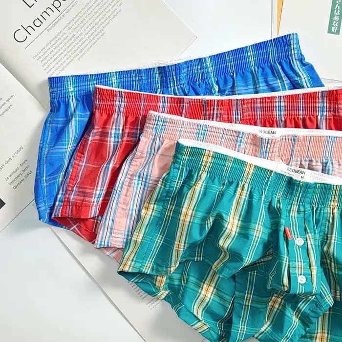 Hommes pyjama pantalon vêtements de nuit Plaid salon porter décontracté courte jupe de bain