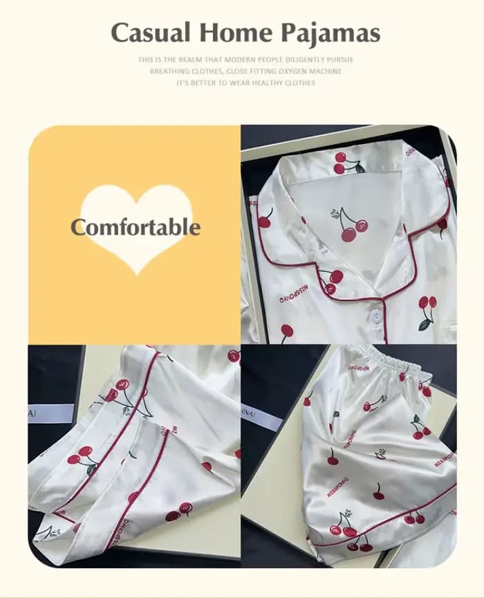 Ensemble pyjama imprimé cerise pour femmes