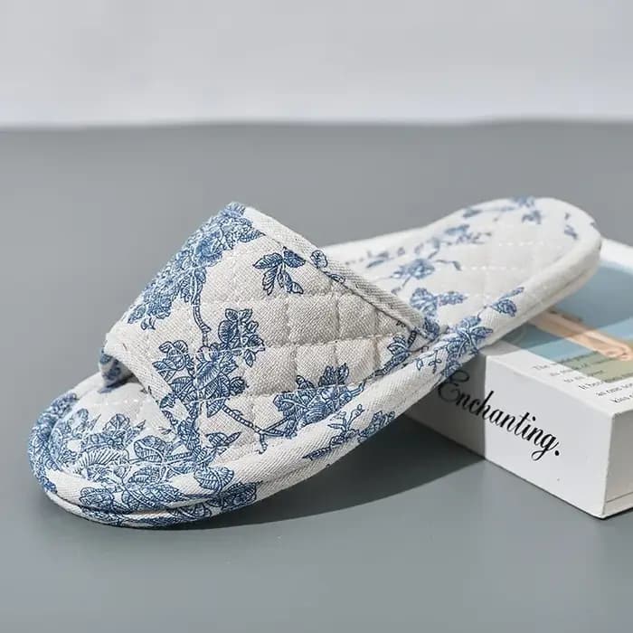 Pantoufles de maison en coton doux, chaussures de sol florales, légères et antidérapantes, pantoufle