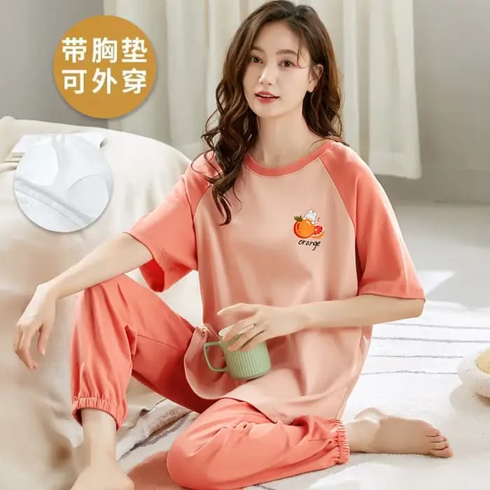 Nouvel ensemble de pyjama pour femme été 2026 en coton