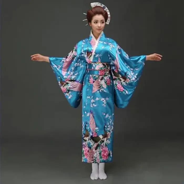 Kimono Sexy Tendance Nationale Bleu Lac pour Femme