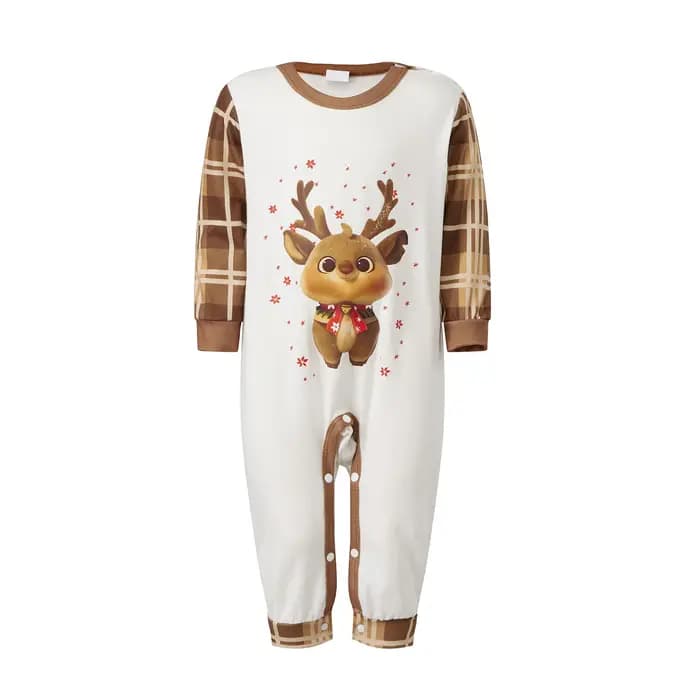 Pyjamas de famille de Noël Ensembles assortis Maman Papa Enfants Hauts à manches longues imprimés d'élan et pantalons à