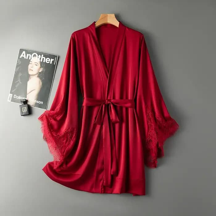 Robe de nuit Sexy en Satin et dentelle pour femmes