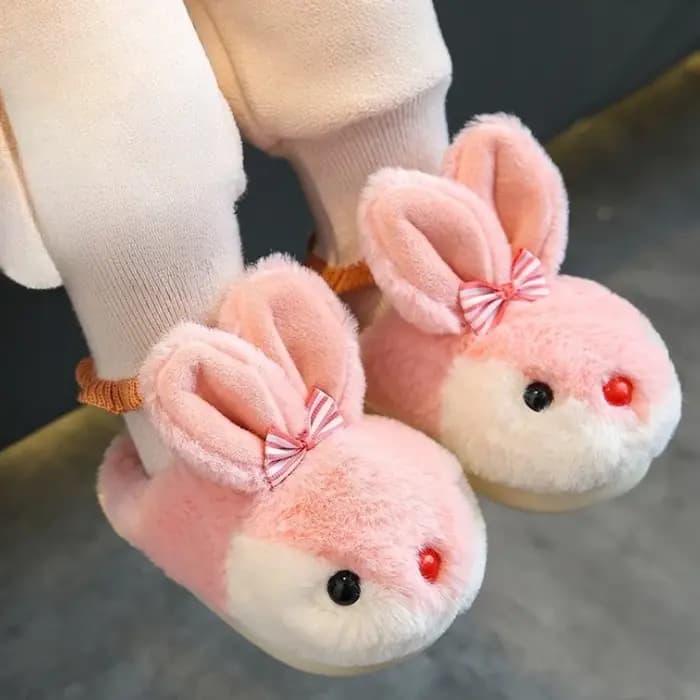 Mignon lapin enfants pantoufles maison hiver mode garçons filles casual en peluche