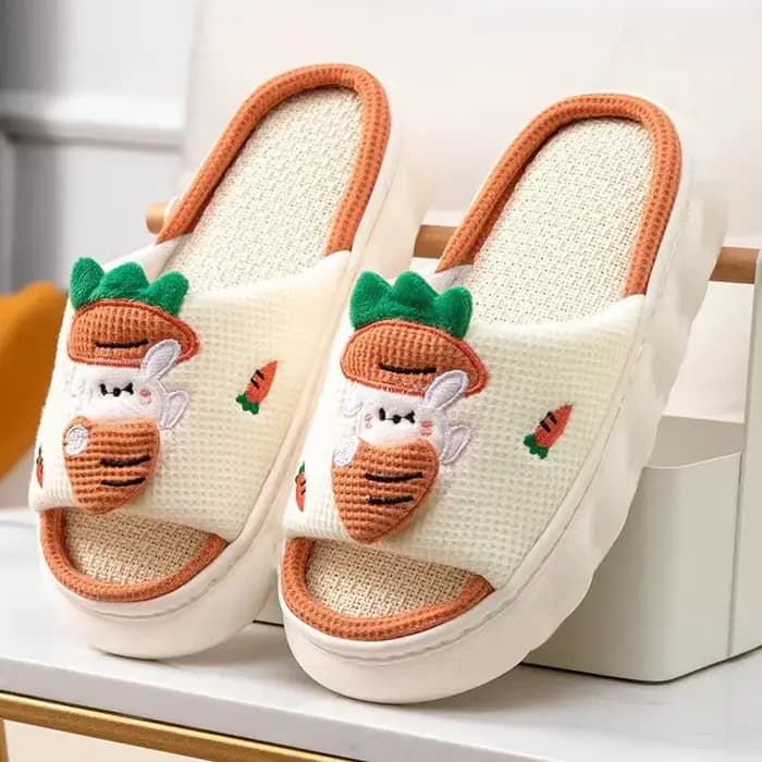 Litfun hiver lin chaussons pour femmes semelle souple diapositives intérieures mignon dessin animé motif maison