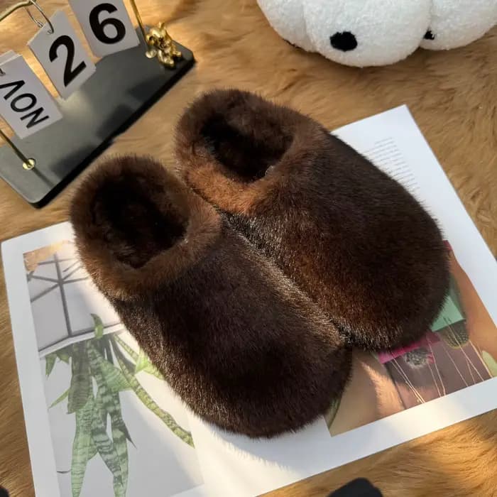 Pantoufles confortables en fourrure moelleuse pour femmes, pantoufles d'hiver chaudes en fourrure, m