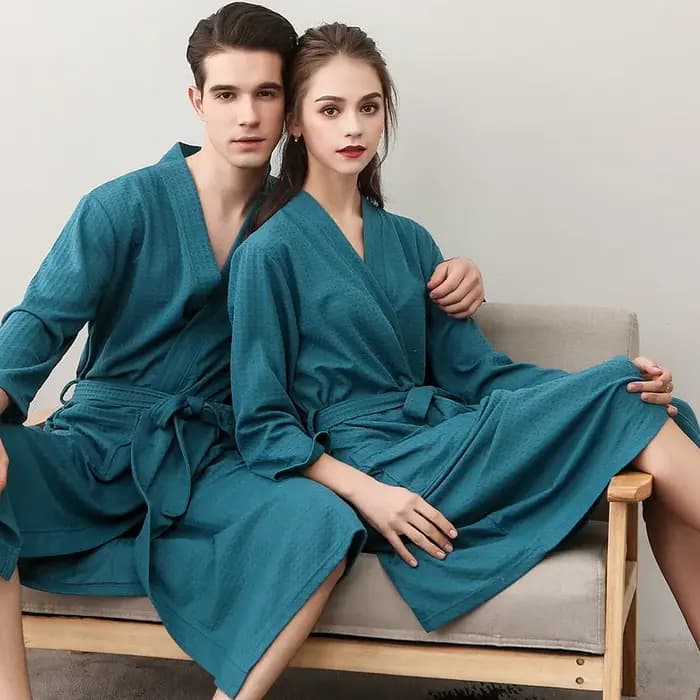 Peignoir tissé gaufré, Style nordique minimaliste
