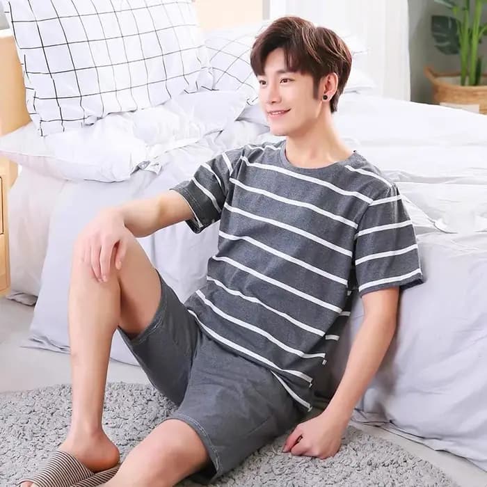 Nouveaux pyjamas d'été pour hommes - Ensemble de sous-vêtements légers à manches courtes et shorts pour jeunes