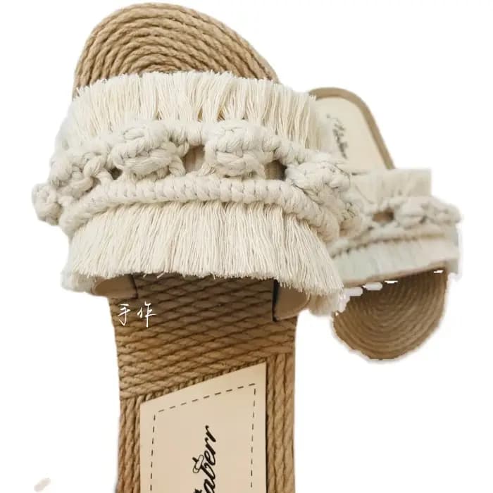 FHC 2024 nouveaux pantoufles en macramé faites à la main pour femmes