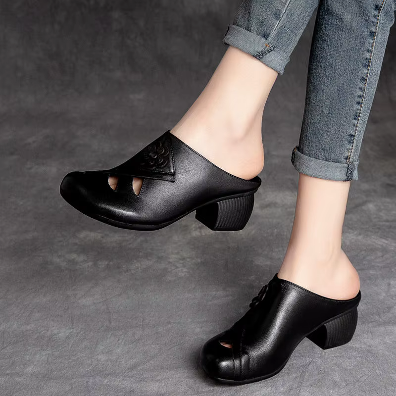 FHC – pantoufles de Style rétro faites à la main pour femmes, diapositives souples, chaussures d'été