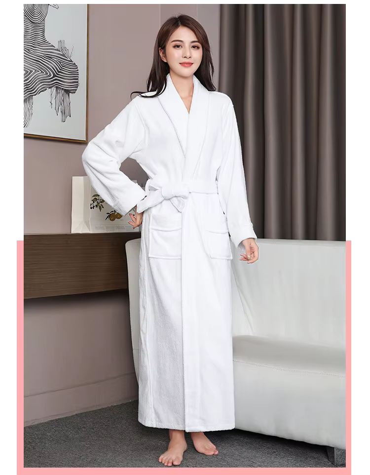 100% coton Robe éponge Robe de nuit vêtements de nuit décontracté maison peignoir Extra long Extra é